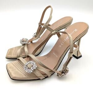 Ron White Nicoletta Crystal Buckle Sandals Women's Champagne Size US6 EU36.5